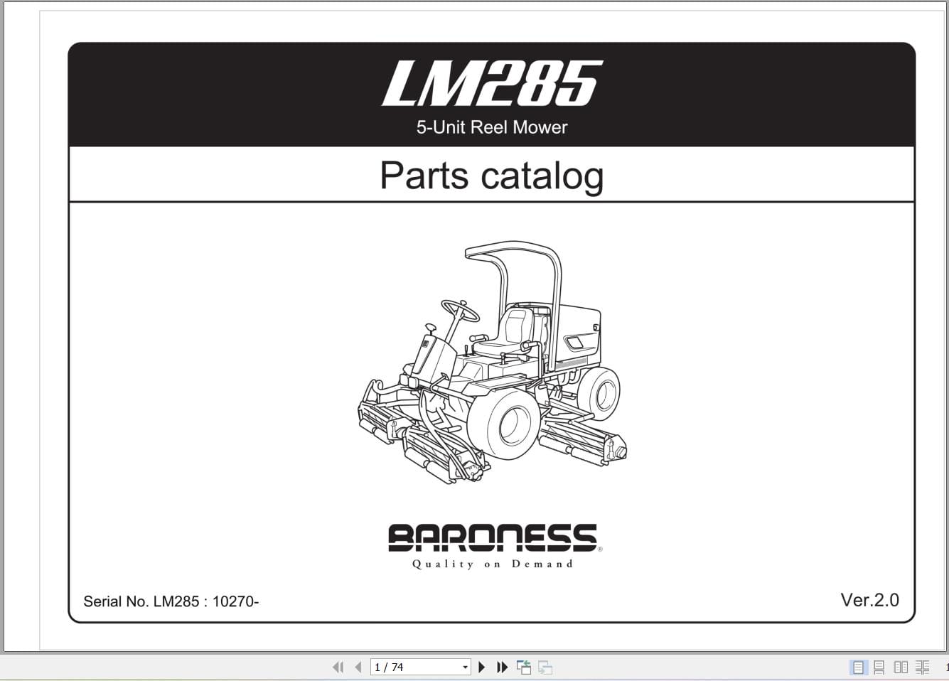Baroness 5 Unit Reel Mower LM285 Parts Catalog (1)