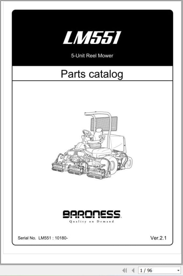 Baroness 5 Unit Reel Mower LM551 Parts Catalog (1) Baroness 5 Unit Reel Mower LM551 Parts Catalog (1)