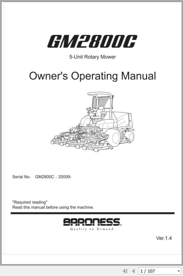 Baroness 5 Unit Rotary Mower GM2800C Operating Manual (1)