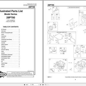 Briggs Stratton Engine 14HP 28P700 Series 0026 To 0658 Illustrated Parts List 2004 (1)