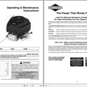 Briggs Stratton Engine 210000 280000 310000 Operating Maintenance Manual 275935 2 2004 (1)