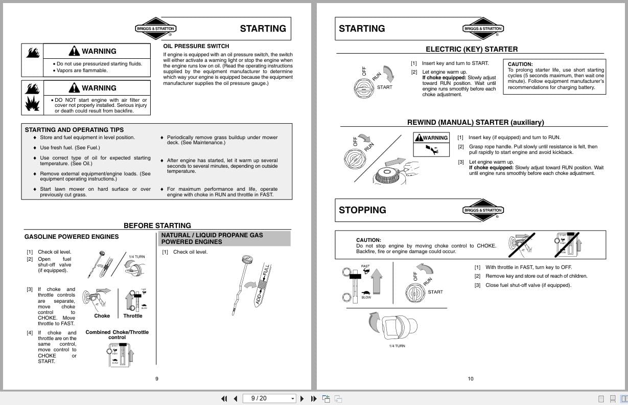 Briggs Stratton Engine 210000 280000 310000 Operating Maintenance Manual 275935 2 2004 (3)