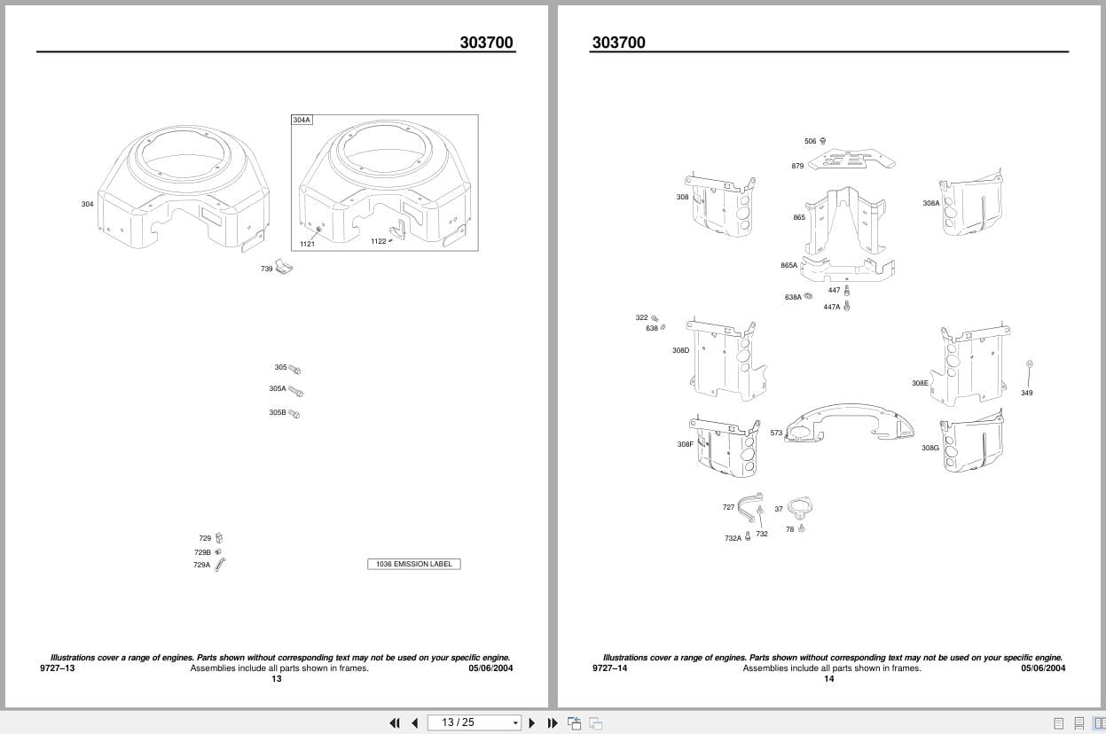 Briggs Stratton Engine 303700 Series 0001 To 1202 Illustrated Parts List 2004 (3)