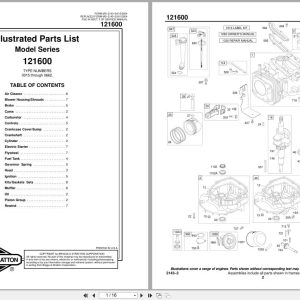 Briggs Stratton Engine 6.75HP APV 121600 Series 0015 To 0662 Illustrated Parts List 2004 (1)