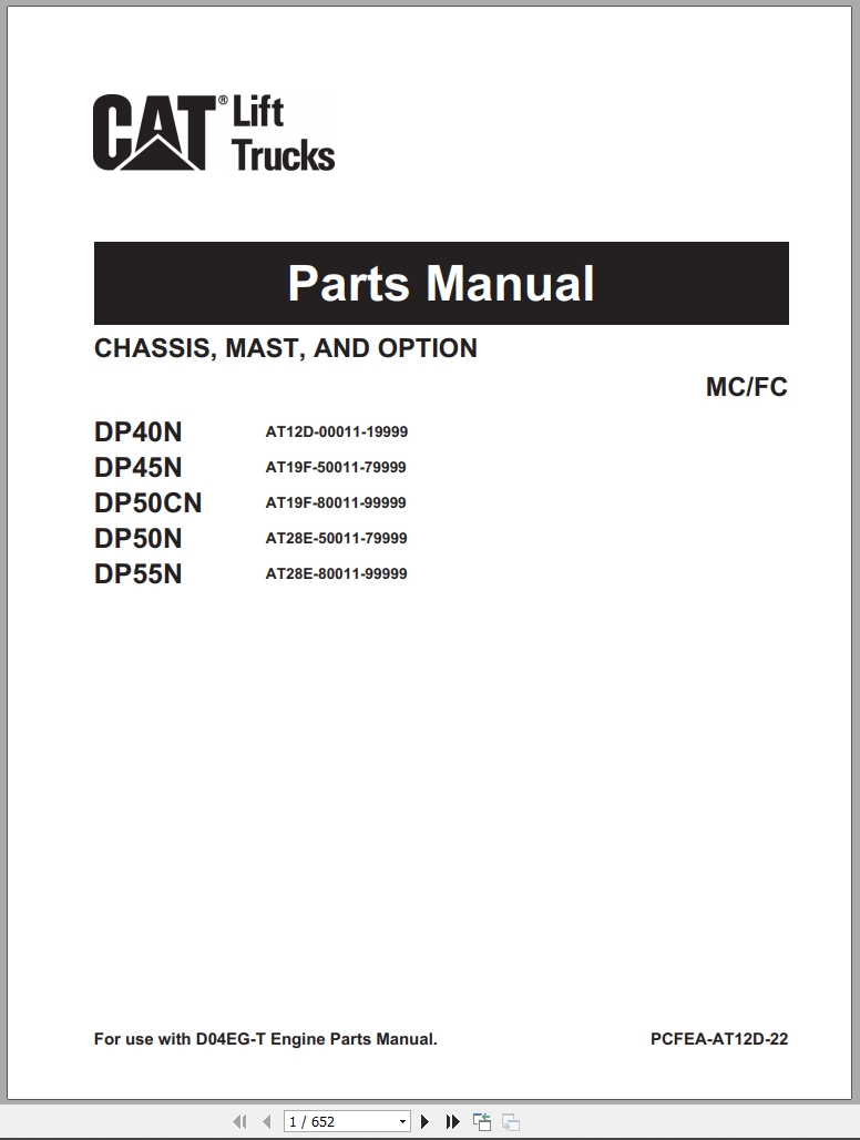 CAT Forklift EU DP50CN Spare Parts Catalog (1)