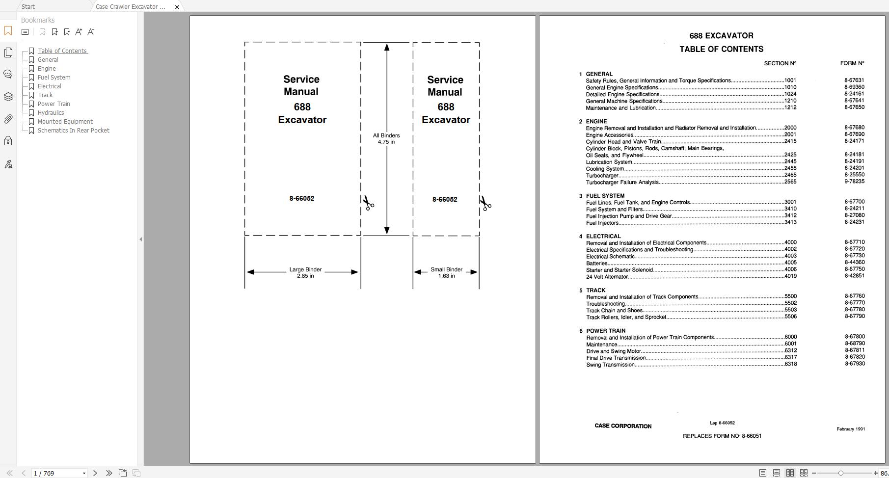 Case Crawler Excavator 688 Service Manual 8 66052 (1)
