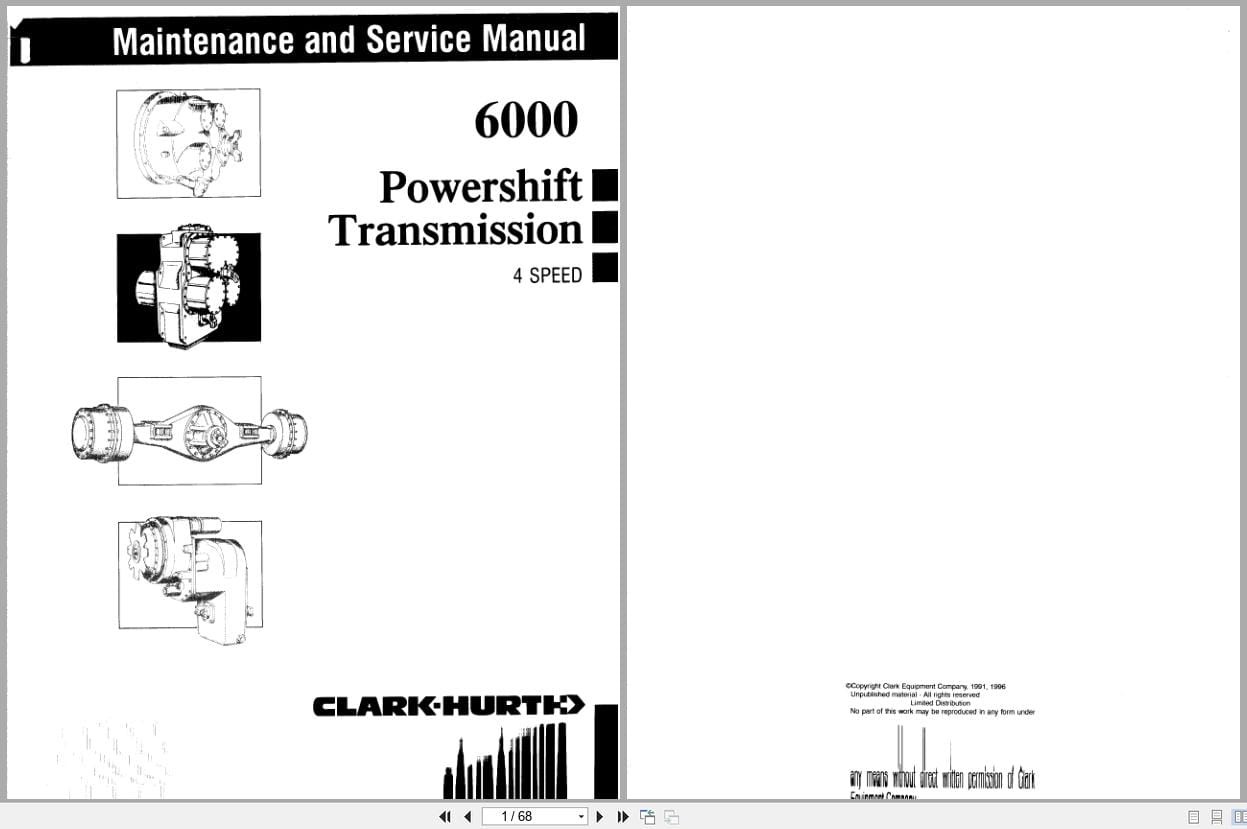 Clark Hurth Powershift Transmission 4 Speed 6000 Maintenance Service Manual EN (1)