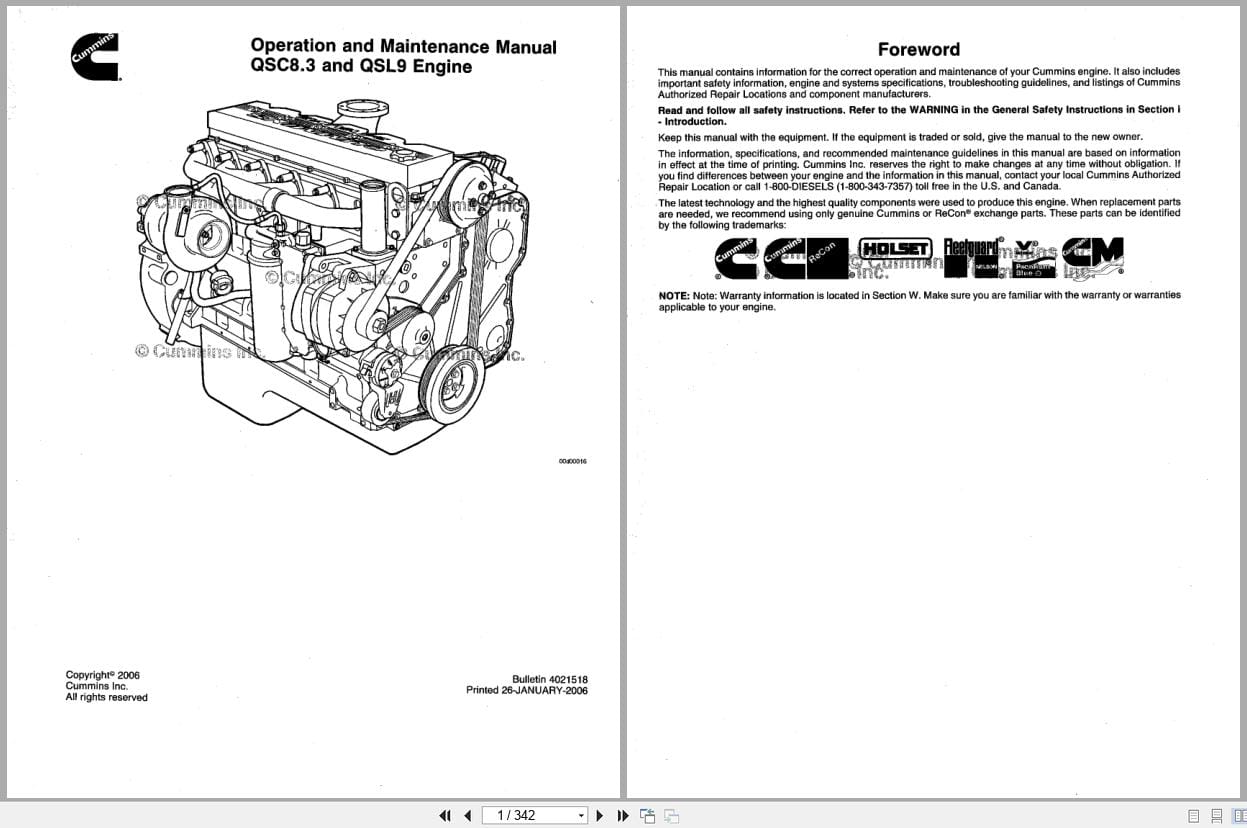 Cummins Engine QSC8.3 QSL9 Operation and Maintenance Manual 4021518 2006 EN (1)
