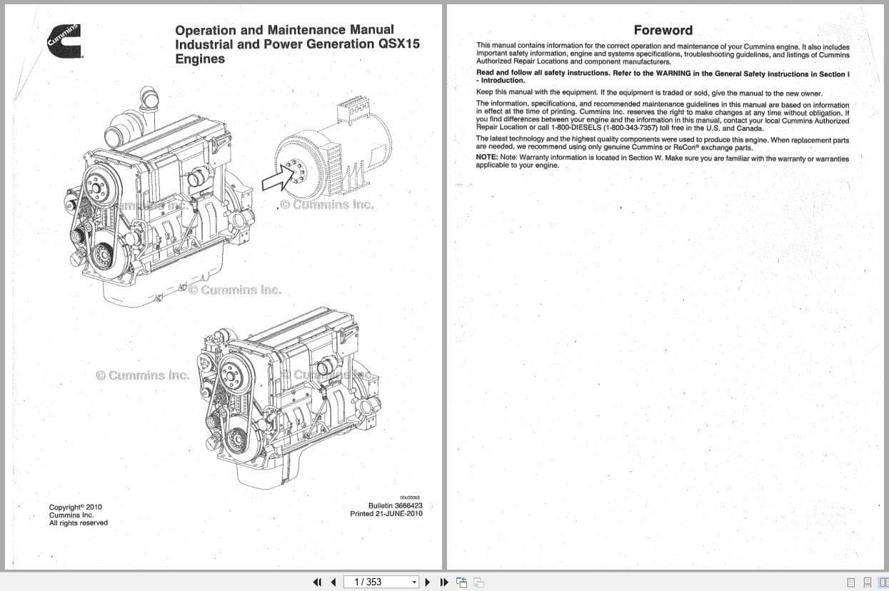 Cummins Engine QSX15 Operation and Maintenance Manual 3666423 2010 EN (1)