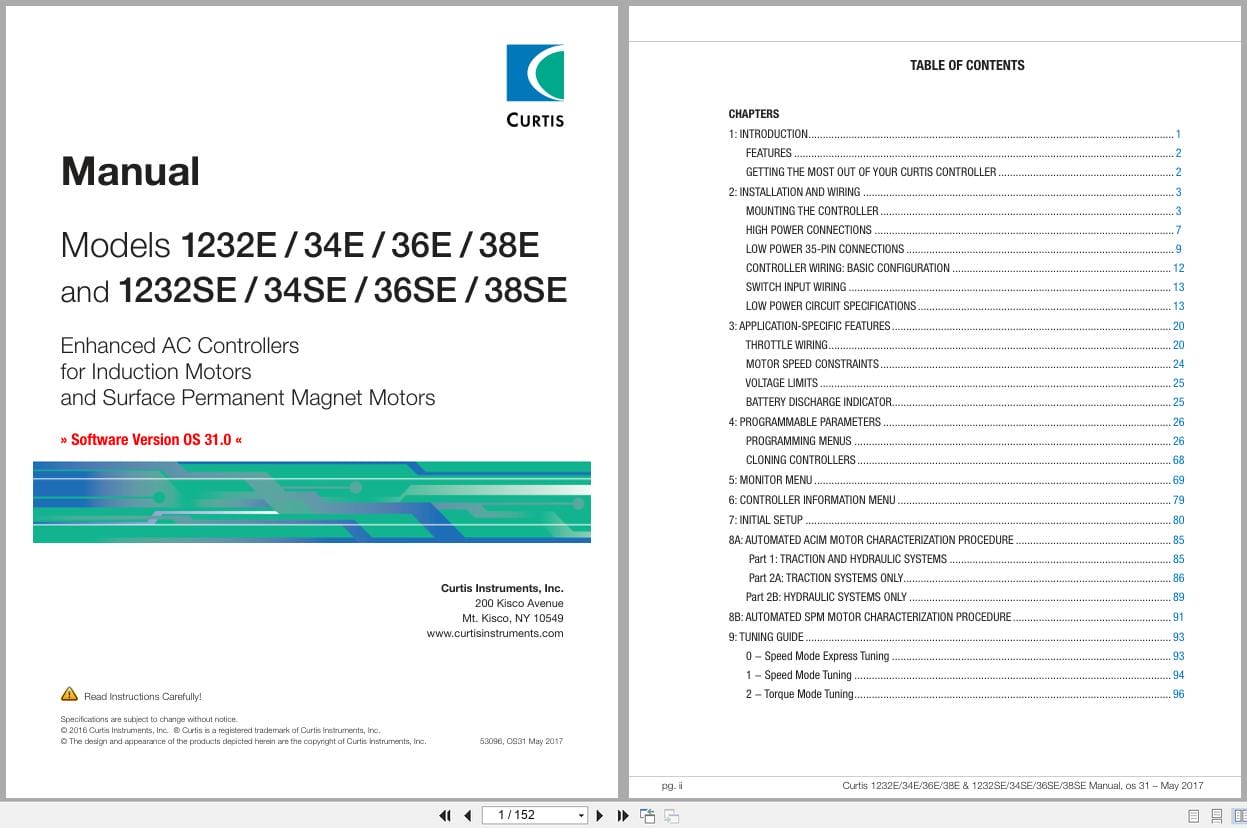 Curtis Enhanced AC Controllers 1232E To 38SE Operation Manual 53096 2017 (1)