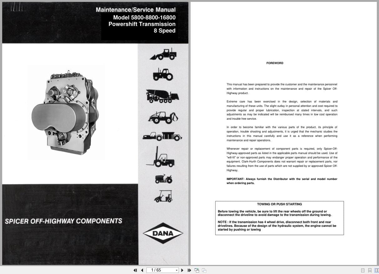Dana Powershift Transmission 8 Speed 5800 8800 16800 Maintenance Service Manual EN (1)