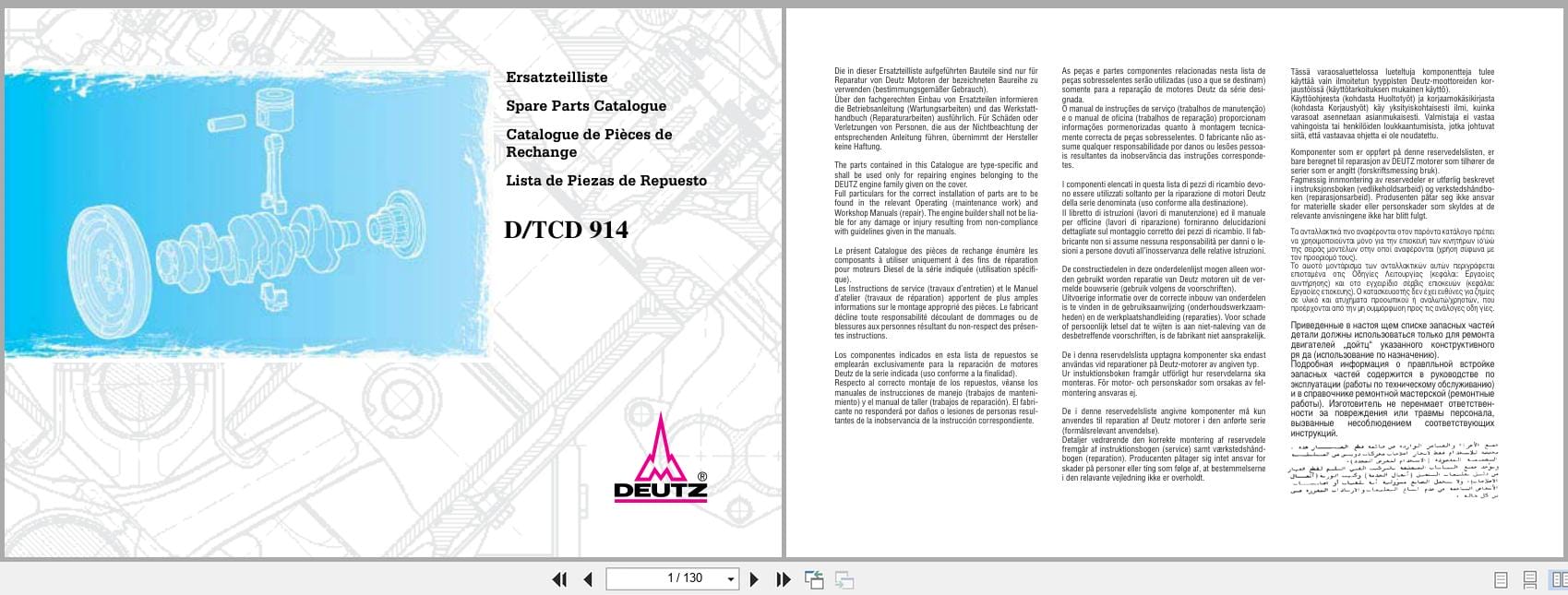 Deutz Engine D914 TCD914 Spare Parts Catalog 03123457 DE EN FR ES (1)