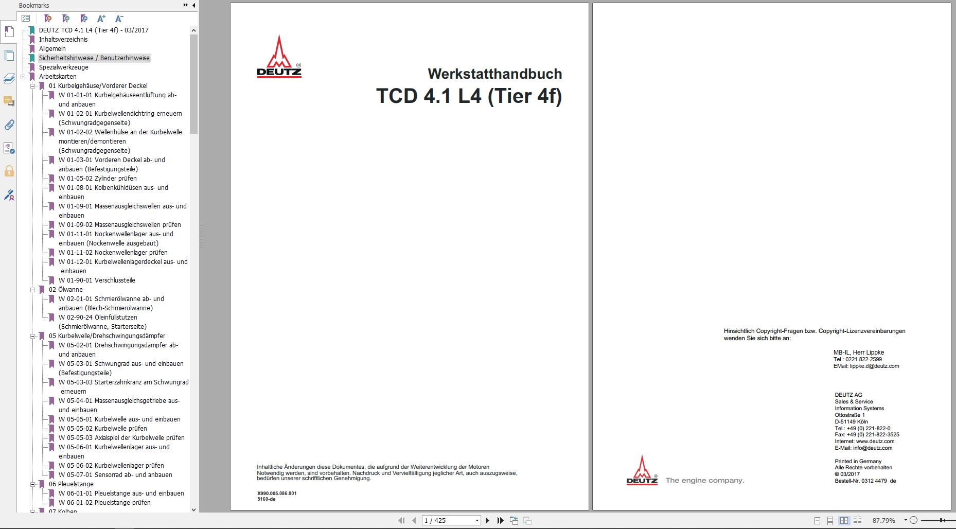 Deutz Engine TCD 4.1 L4 Tier 4f Workshop Manual 03124479de 2017 DE (1)