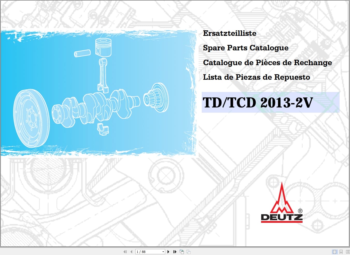 Deutz Engine TD20132V TCD20132V Spare Parts Catalog 03123529 2007 DE EN FR ES (1)