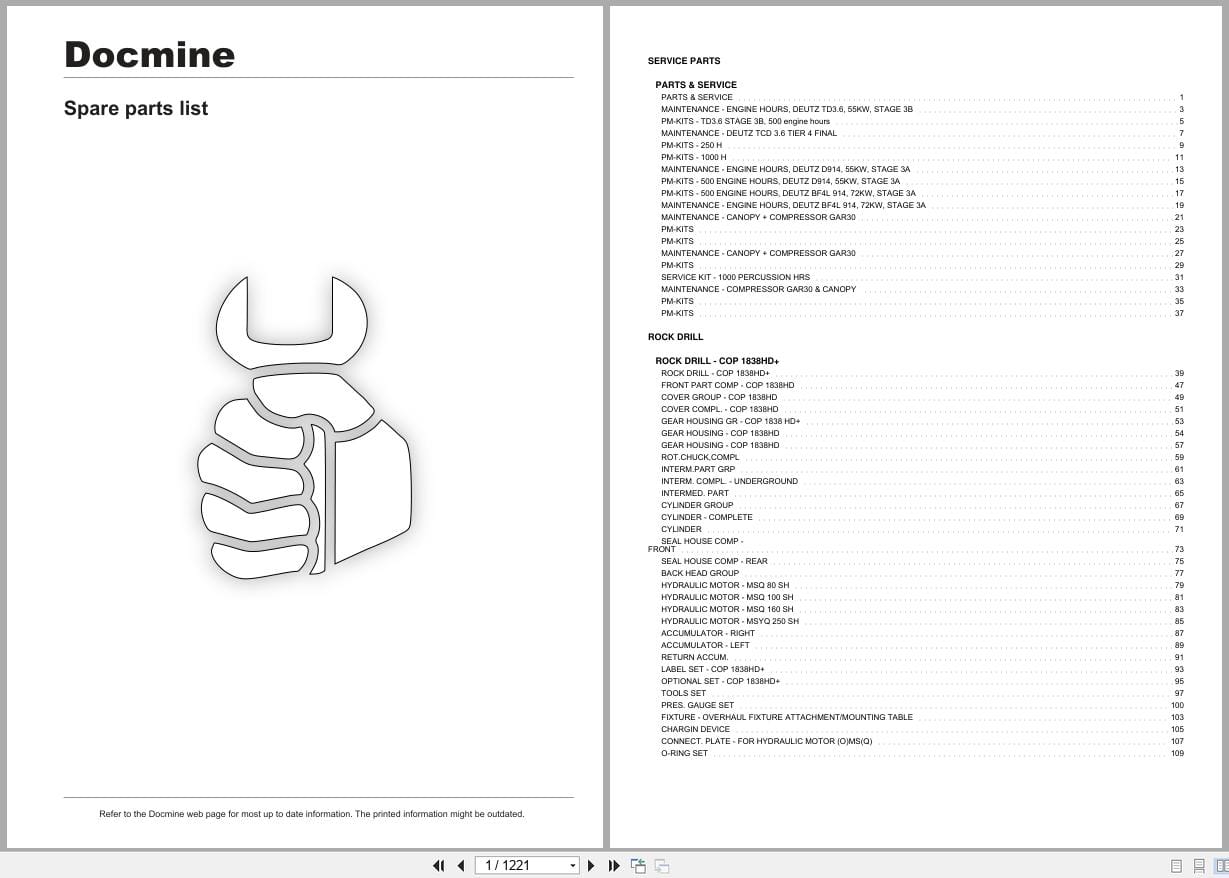 Epiroc Boomer S1D Spare Parts Catalog 8999352200 (1)
