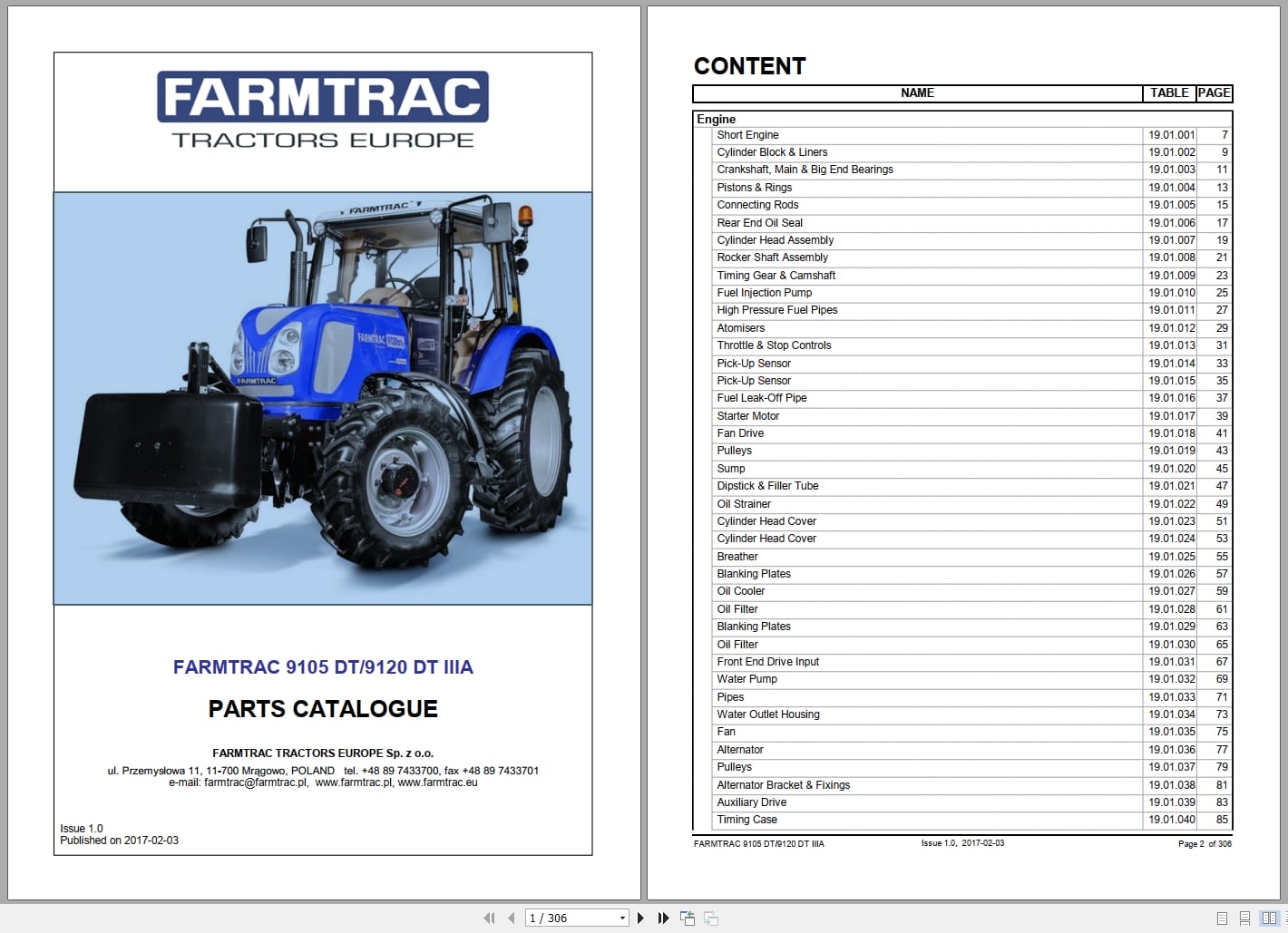 Farmtrac Tractor 9105DT 9120DT IIIA Parts Catalog 2017 (1)