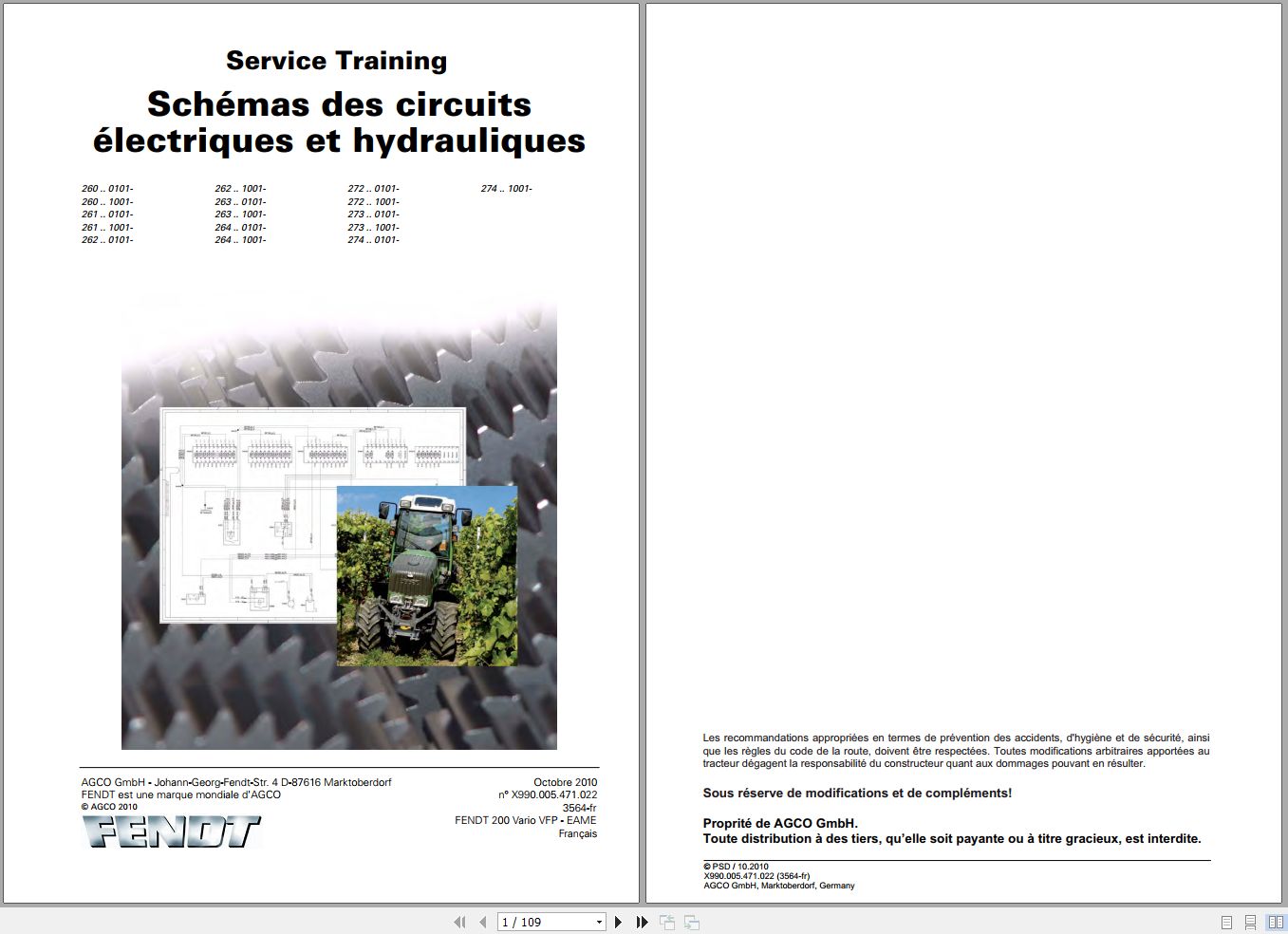 Fendt Tractor 200 Vario S Com3 VIN 330 331 332 333 334 Diagram Operation Workshop Manual FR (1)