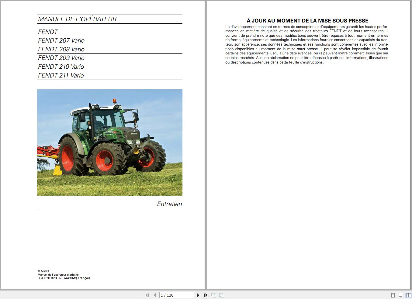 Fendt Tractor 200 Vario S Com3 VIN 330 331 332 333 334 Diagram Operation Workshop Manual FR (3)