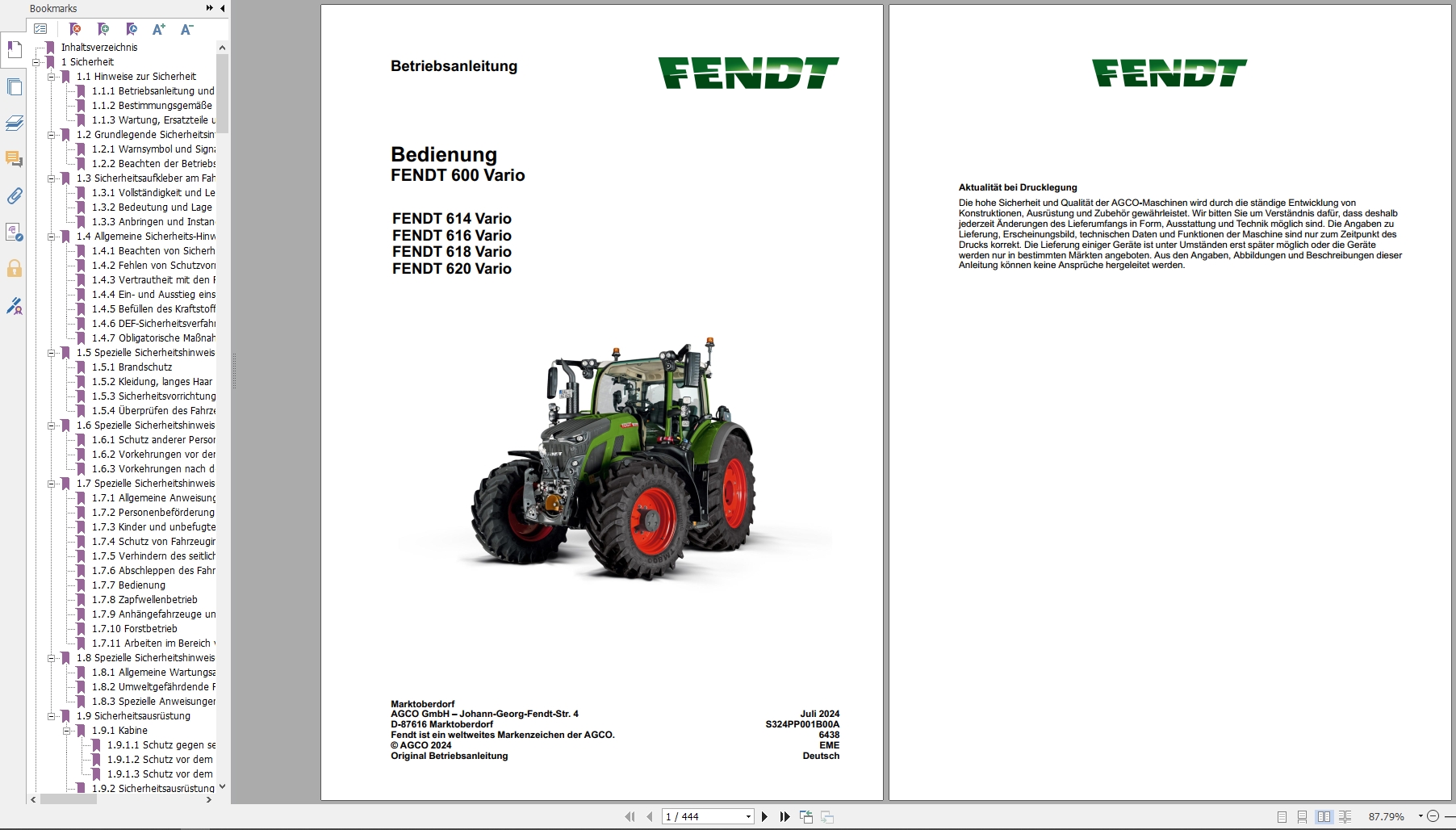 Fendt Tractor 600 Vario VIN 600 601 602 603 Operating Manual Electrical Schematic DE (2)