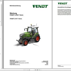 Fendt Tractor e100V e107V Vario Operation Maintenance Manuals DE (1)