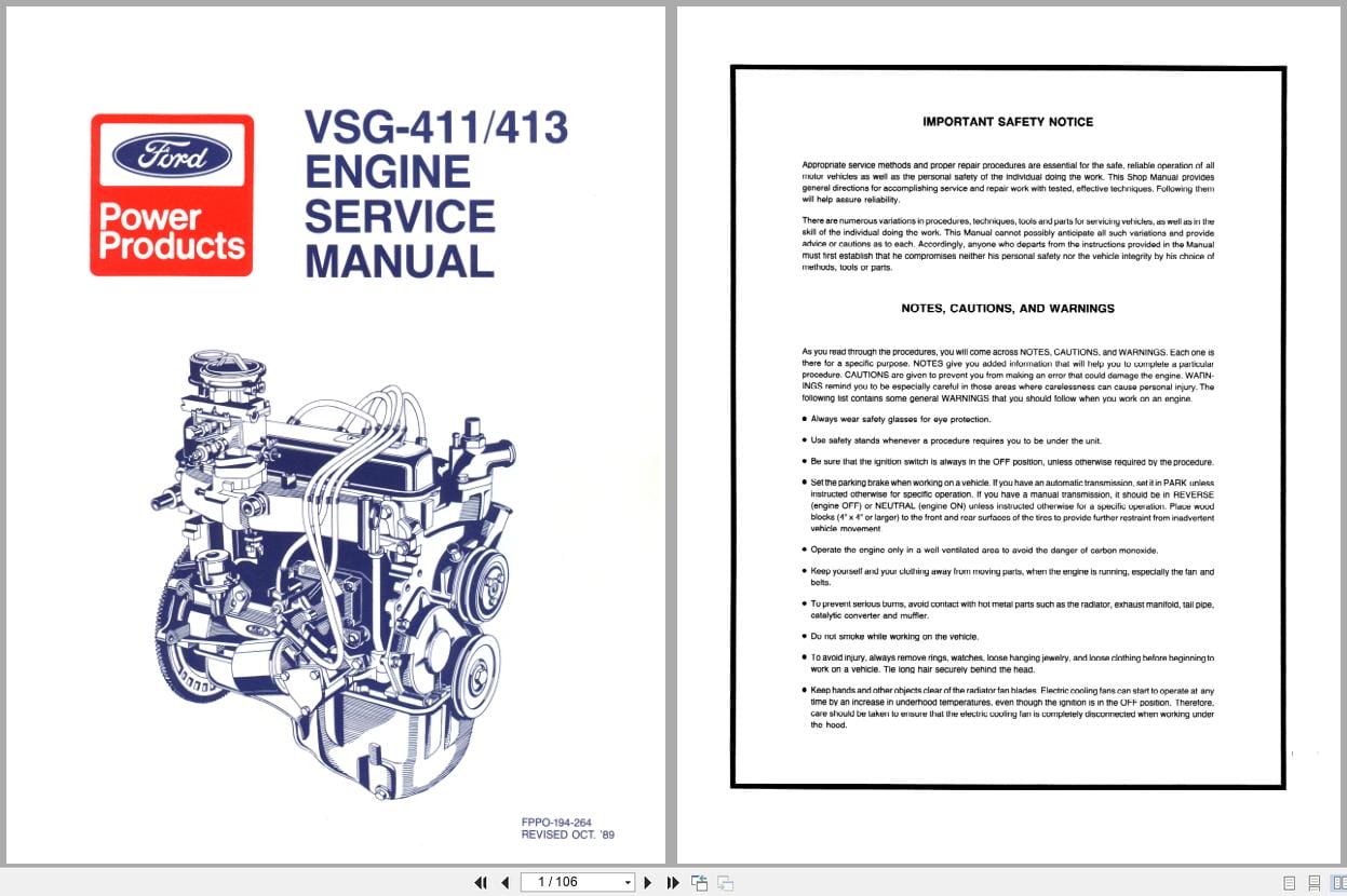 Ford Engine VSG 411 VSG 413 Service Manual FPPO 194 264 (1)