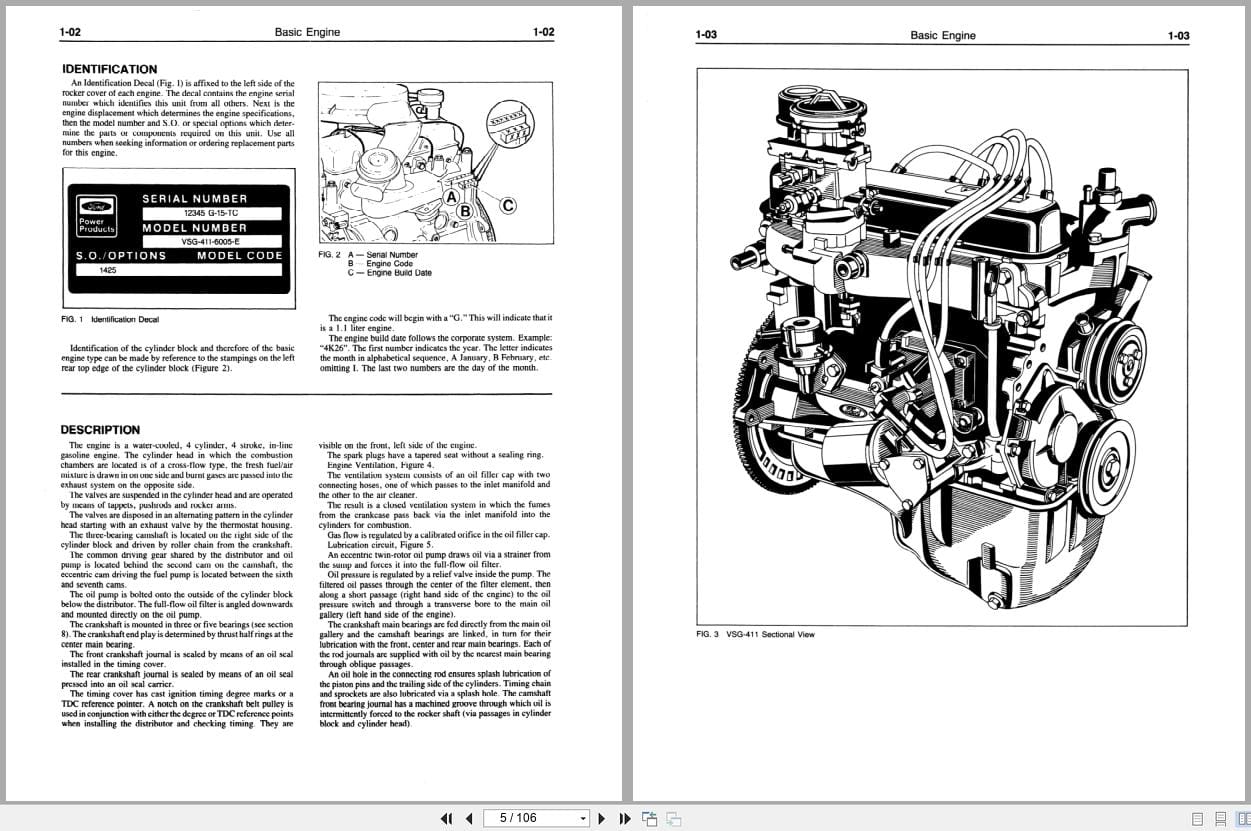 Ford Engine VSG 411 VSG 413 Service Manual FPPO 194 264 (3)