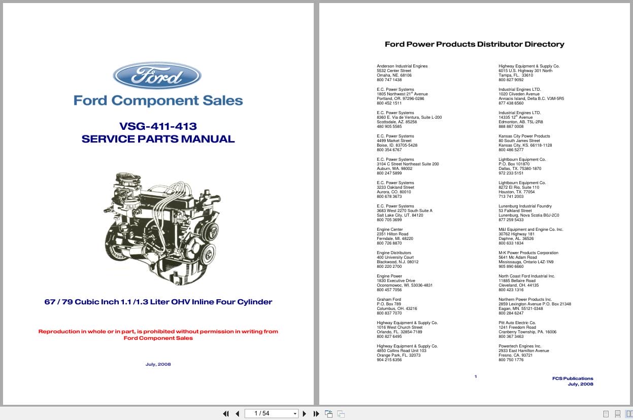 Ford Engine VSG 411 VSG 413 Service Parts Manual 2008 (1)