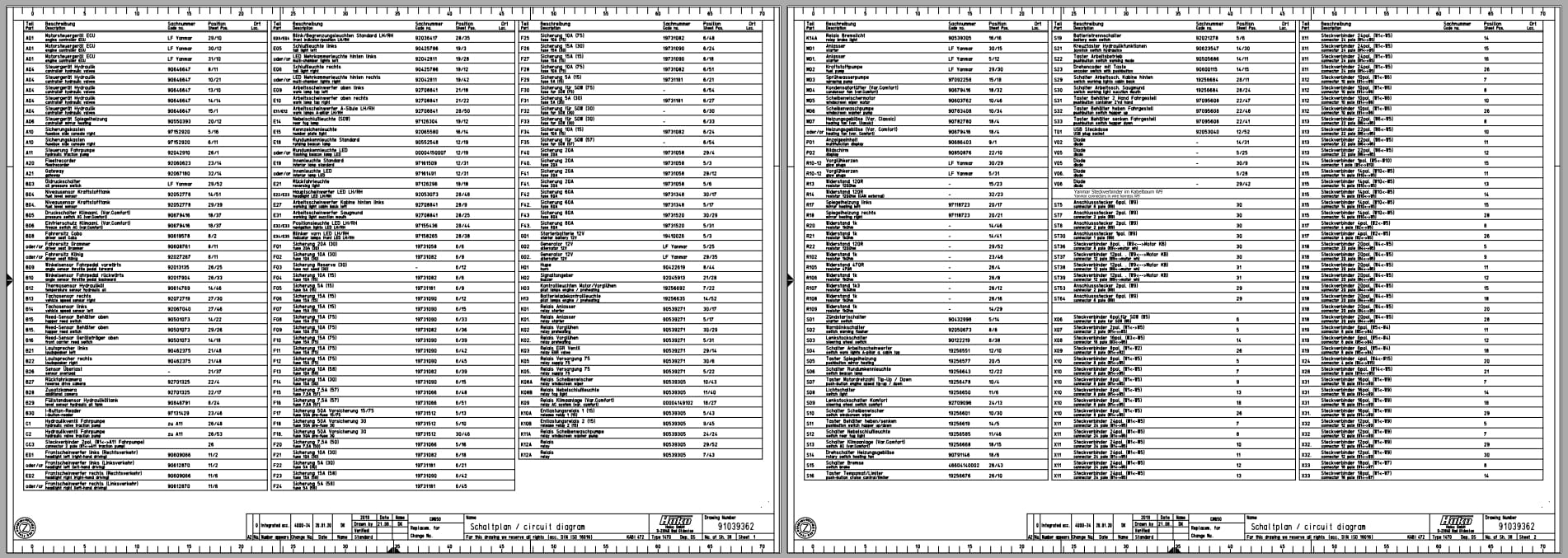 Hako Citymaster Sweeper 650 Electrical Schematic 91039362 (1)