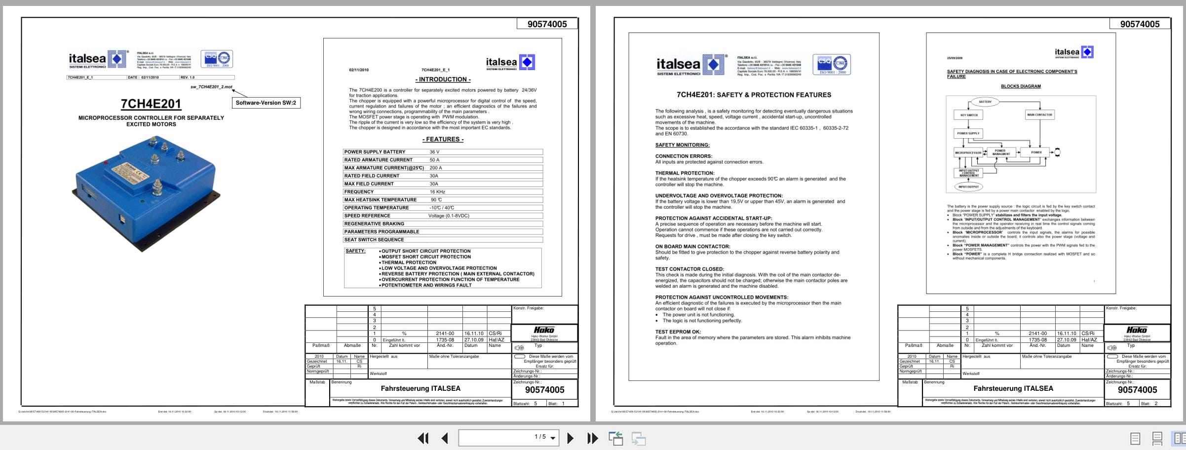 Hako Italsea Driving Control 7CH4E201 Technical Manual 90574005 (1)
