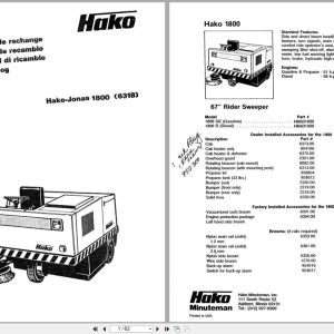 Hako Jonas Sweeper Hakomatic 1800 Spare Parts List 85 00 1993 750 DE EN FR (1)