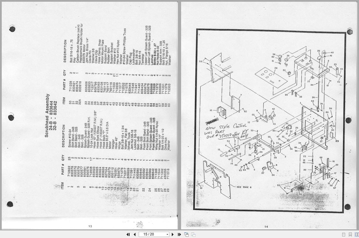 Hako Minuteman Scrubbers MC833465 24B S To MC833935 24B F Operation Service Parts Care 983506 (3)