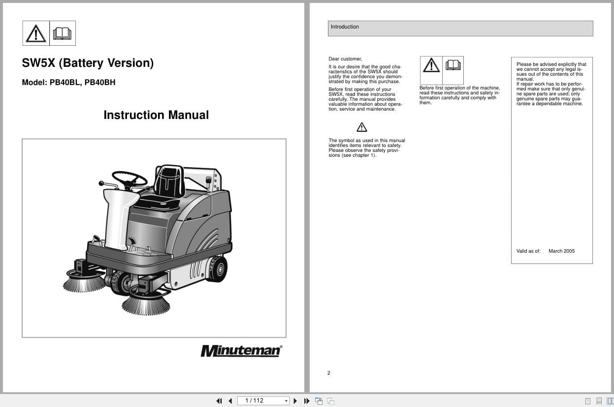 Hako Minuteman Sweeper Battery Version SW5X Instruction Manual Wiring Diagram (1)