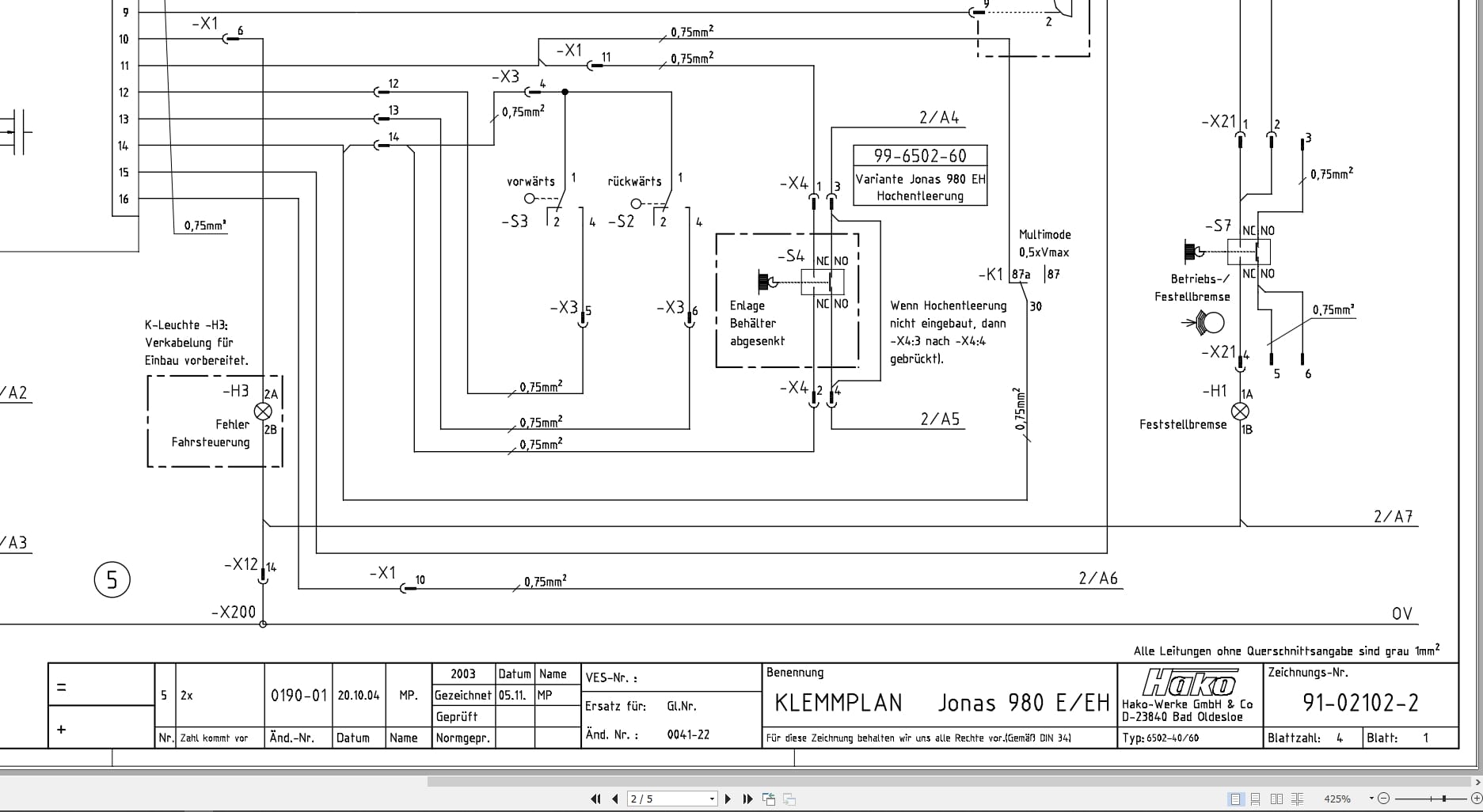 Hako Minuteman Sweeper Battery Version SW5X Instruction Manual Wiring Diagram (3)