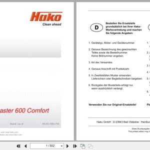 Hako Multi Purpose Machine Citymaster 600 Comfort Spare Parts List 85 00 1993 750 EN DE FR (1)