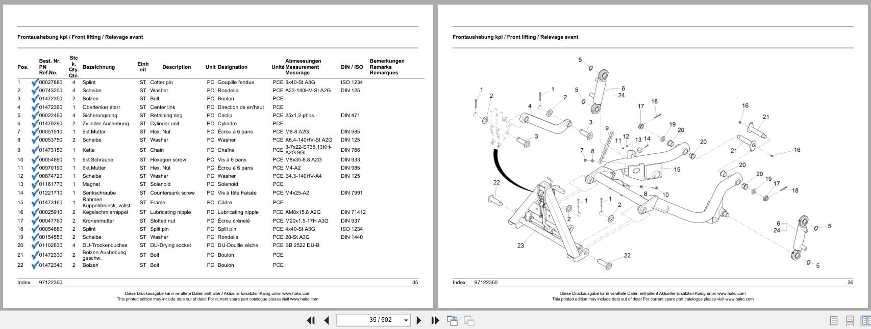 Hako Multi Purpose Machine Citymaster 600 Comfort Spare Parts List 85 00 1993 750 EN DE FR (3)
