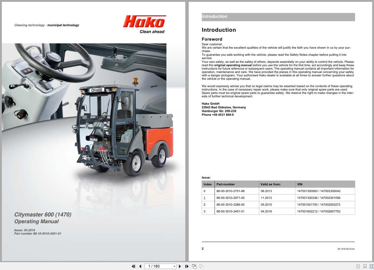 Hako Multi Purpose Machine Citymaster 600 Operating Manual 88 10 3010 3451 01 2016 (1)