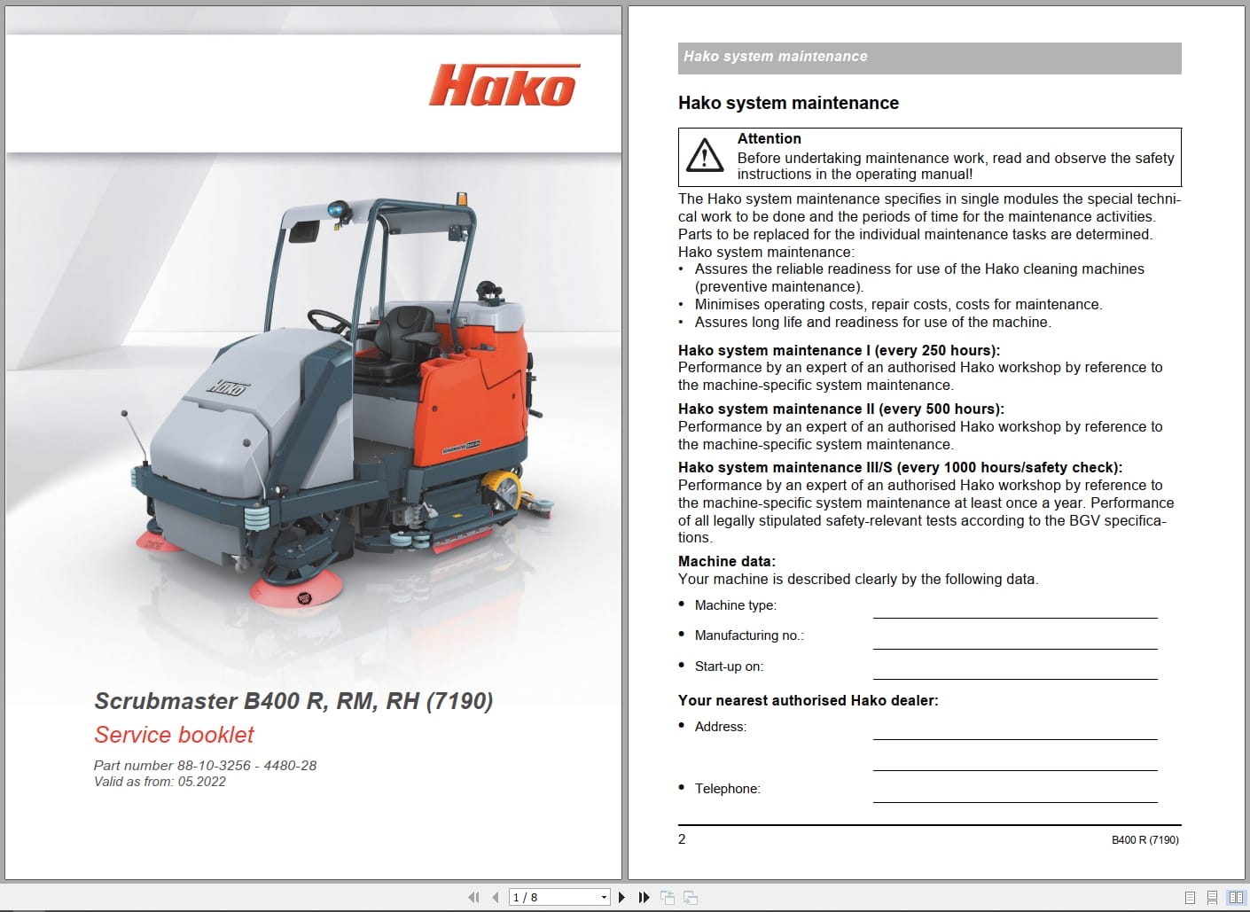 Hako Rider Scrubber B400R Service Manual (2)