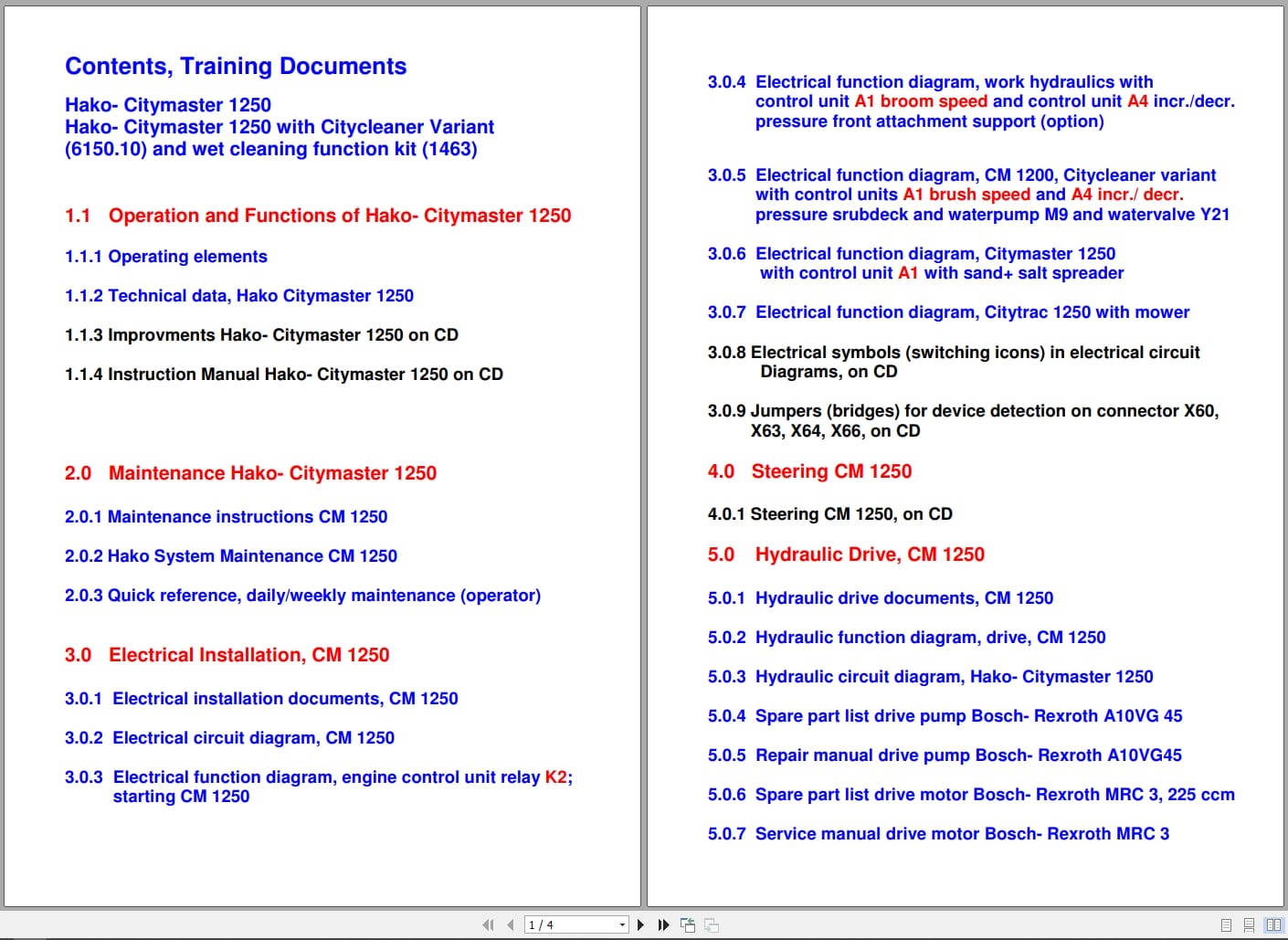 Hako Rider Sweeper CM1250 1433 Service Information (1)