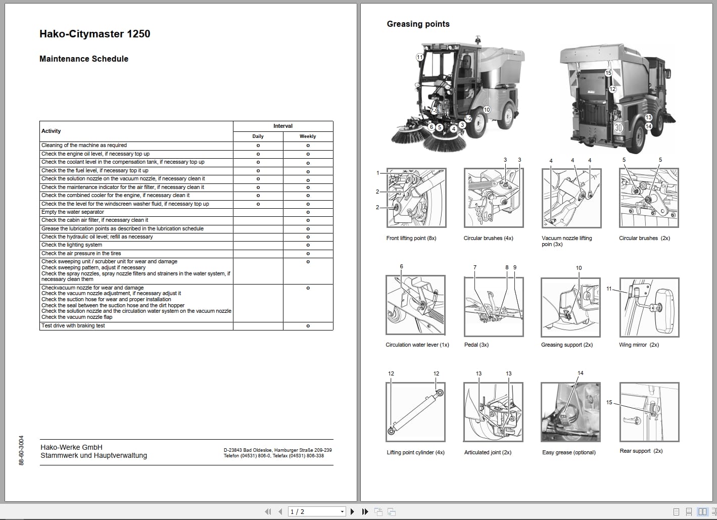 Hako Rider Sweeper CM1250 1433 Service Information (2)