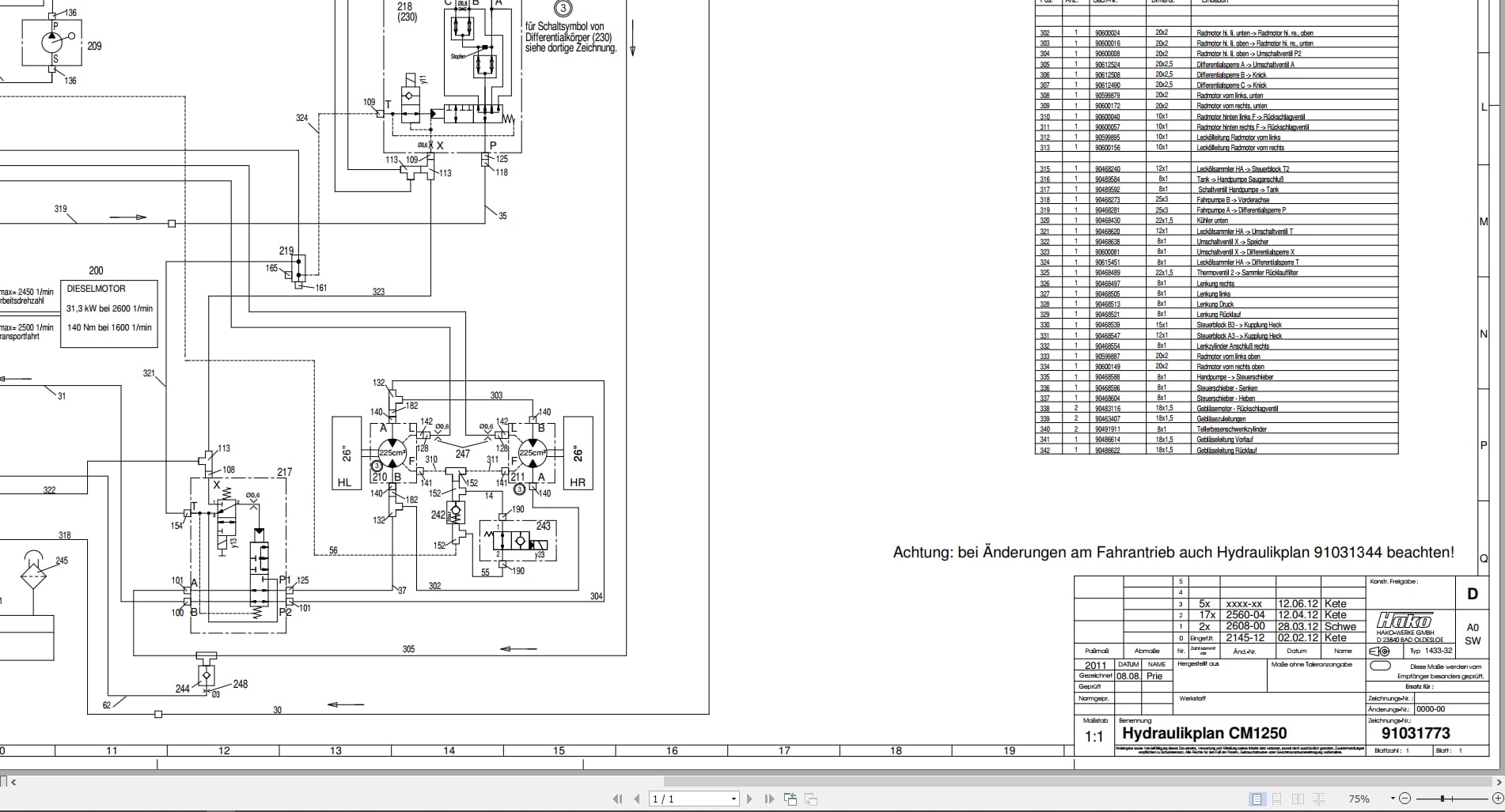 Hako Rider Sweeper CM1250 1433 Service Information (4)