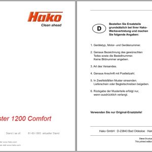 Hako Rider Sweeper Citymaster 1200 Comfort 1433.02 Spare Parts List (1)
