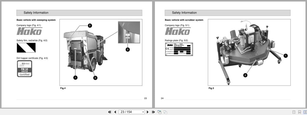 Hako Rider Sweeper Citymaster 1250 Instruction Manual 88 10 2993 (3)