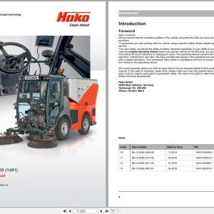 Hako Rider Sweeper Citymaster 1600 1491 Operating Manual 88 10 3036 3451 01 2016 (1)