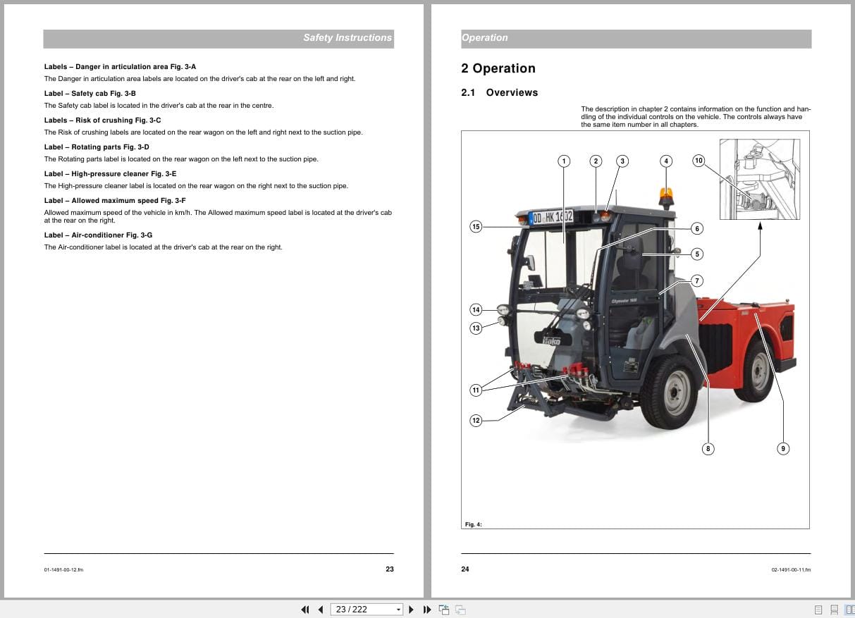 Hako Rider Sweeper Citymaster 1600 1491 Operating Manual 88 10 3036 3451 01 2016 (3)