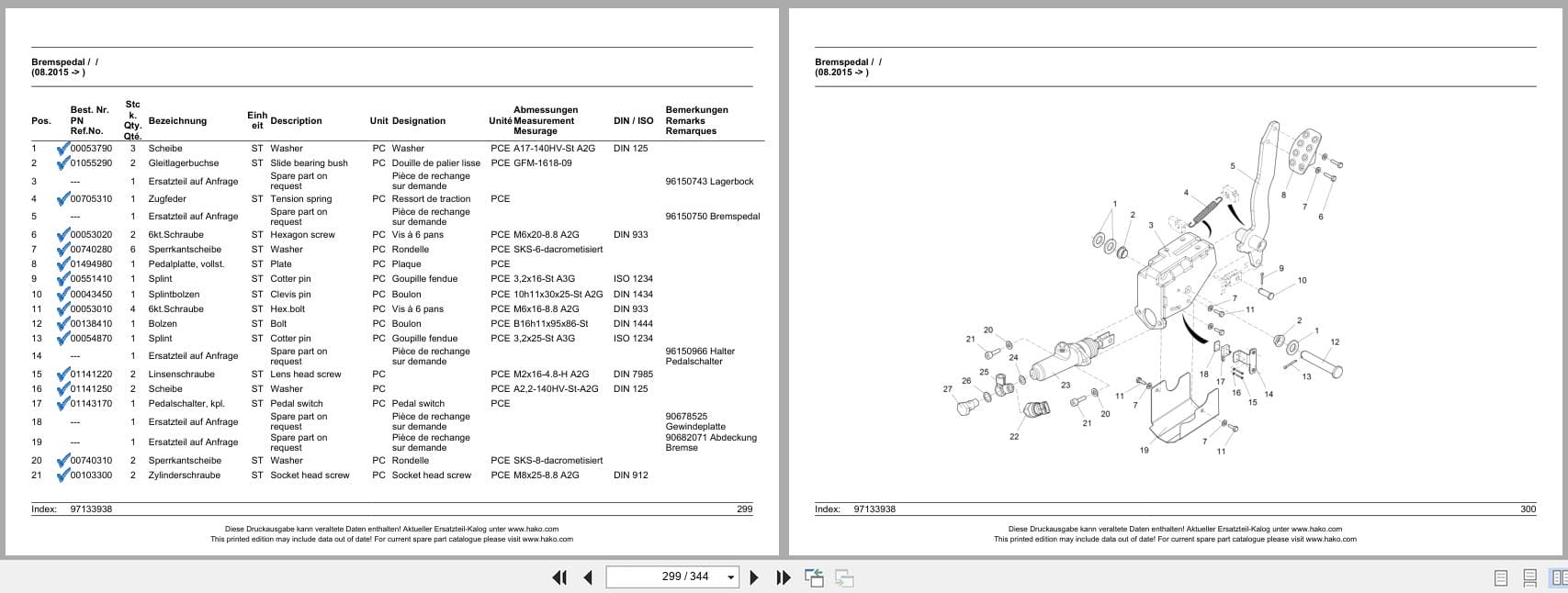 Hako Rider Sweeper Citymaster 1600 Comfort 1491.02 Spare Parts List 85 00 1993 750 DE EN FR (3)
