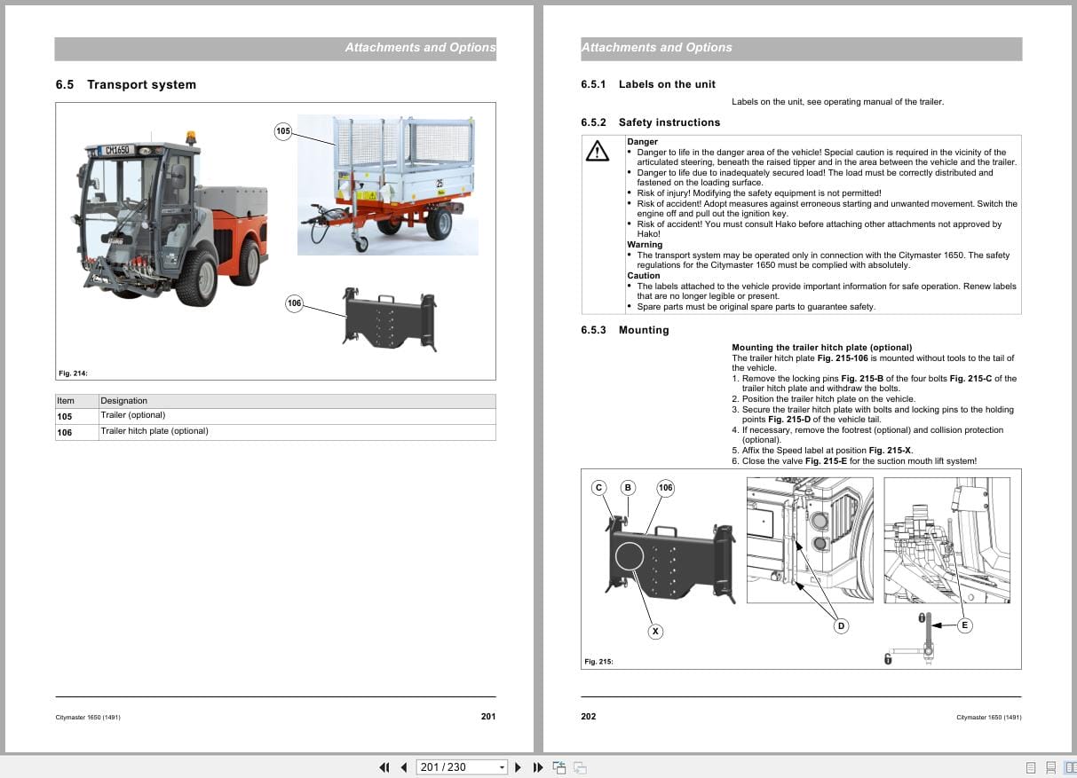 Hako Rider Sweeper Citymaster 1650 1491 Operating Manual 88103158 4393 02 2021 (2)