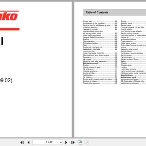 Hako Rider Sweeper Citymaster 1800 TDI Instruction Manual 88 10 2600 2005 (1)