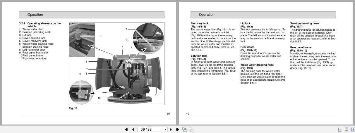 Hako Rider Sweeper Hakomatic B1050W Instruction Manual 88 60 2888 (2)