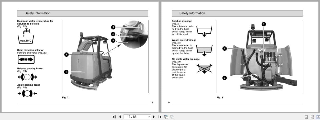 Hako Rider Sweeper Hakomatic B1050W Instruction Manual 88 60 2888 (3)