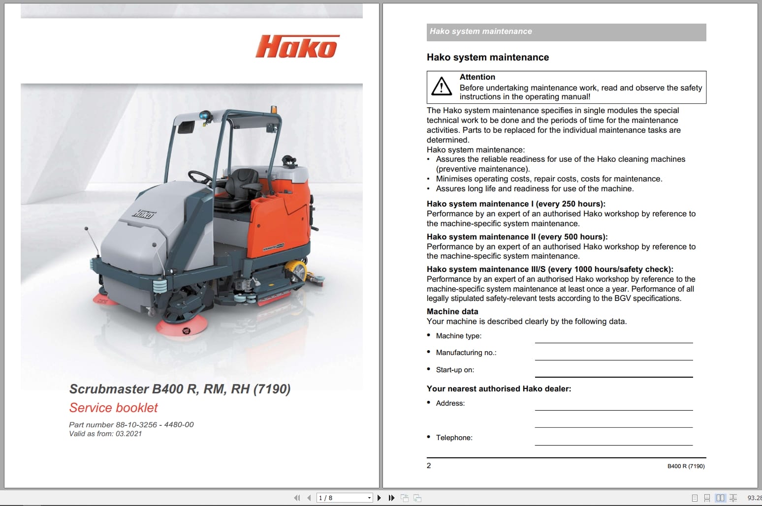 Hako Scrubber Scrubmater 400 Series Service Info (2)